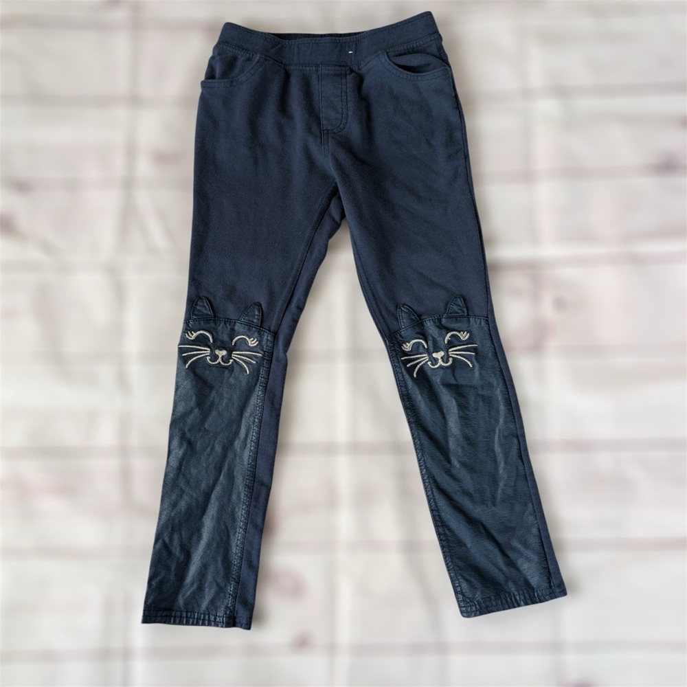 365 Kids from Garanimals Leggings Girls Size 7 Blue W/ Cats Cotton Embroidery
